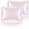HommxJF Seidige Satin-Kissenbezüge mit Rüschen für Haar und Haut, Blush Pink, Standard-Set, 2er-Set, mit Hotelverschluss, Prinzessinnen-Raumdekoration