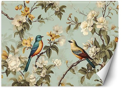 Feeby Papier Peint Intissé Shabby Chic Rustique 350x245 cm bleu XXL Moderne Décoration Murale Tableaux Muraux Tapisserie Salon Chambre à coucher Vintage Rétro