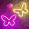 HFHungkeong Butterfly Neon Signs für die Wand Büro Wohnheim Hochzeit, Geburtstag Party Raumdekoratio Neon-Schmetterlings-LED Schild USB- oder 3-AA-Batteriebetrieb, 2er-Pack (Warmweiß + Rosa)
