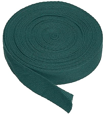 PATIKIL Baumwollband Baumwolle Gurtband 20mm x 9m, Schrägband Baumwoll Nahtband Köperband Saumband Einfassband Stoffband Webband zum Nähen für DIY Basteln Stricken Verpackungen, Dunkelgrün