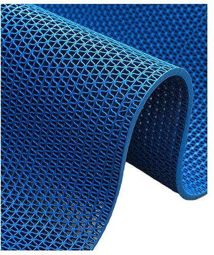 LYXXW Gummimatte Meterware 0.9x1m, 6mm Dick PVC Mesh Hohlmatte Anti-Rutsch Drainage Fußmatten Netz-Hohlgummi-Teppichmatte für Nassbereich Küche Schwimmbad Waschraum Restaurant Garage,Blau