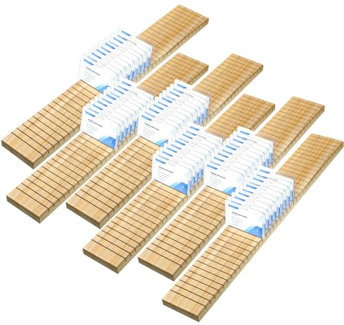 Wesiti 6 Pcs Wooden Name Badge Holder ID Badge Tray Organizer Name Tag Holders Note Card Organizer Plate Table Holders Sign Decor for Office Business, 23.62 x 3.5 x 0.75 Inch(Wood Color)