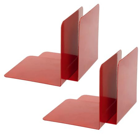 Alco-Albert 4302-10-4 - serre-livres en métal, 4 pièces, rouge, 14 x 14 x 12,5 cm, pour l'école, le bureau et la maison
