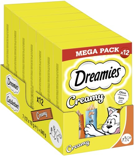 DREAMIES™ Creamy Mega Pack Multipack mit Huhn und mit Lachs 1 x 12x10g