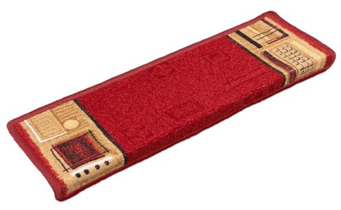 vidaXL Stufenmatten 5 STK., Treppenmatten mit Klebebändern, Treppenteppich Selbstklebend, Treppenstufenmatte Treppenschutz, 65x21x4cm Rot