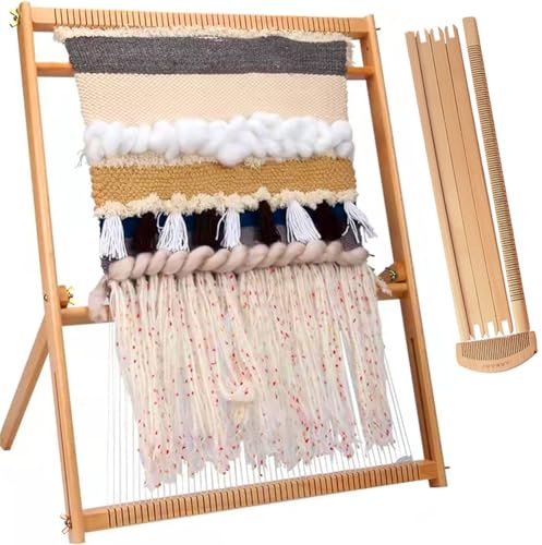 FLEAGE Großer Webstuhl – 49 x 62 cm, Multi-Craft Large Lap Frame Looms Webset, DIY Handgestrickte Webmaschine, Webstuhl für Anfänger, Erwachsene und Kinder