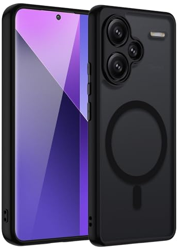 TUUTPU Funda Magnética para Xiaomi Redmi Note 13 Pro Plus 5G/Note 13 Pro+ 5G con Magnet, Carcasa Translúcido Mate Trasera PC Militar TPU Silicona AntiChoques Caso Ultra Delgado Fina Protección, Negro