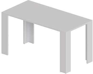 POKAR Mesa de Comedor, Mesa Salon, Escritorio, Mesa de Cocina con Patas de Mesa y Tablero de 2,5 cm, Blanco, 140 x 70 x 75 cm