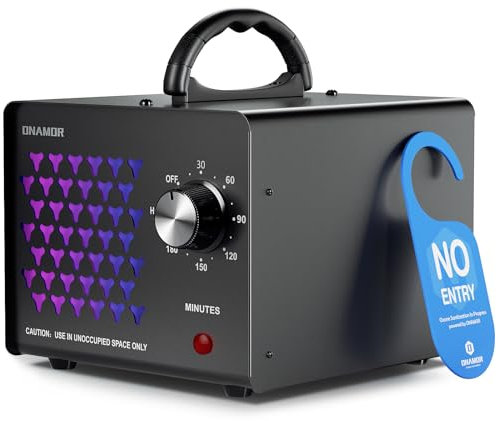 ONAMOR Generador de ozono eliminador de olores de 70000 mg, máquina de ozono de alta capacidad, eliminación de olores de hasta 6000 pies cuadrados, ozonizador ionizador para humo, automóvil, sótano y