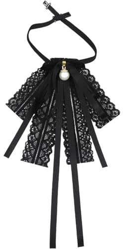 RDNKVB Schleifenbrosche mit Fliege mit Brosche Perle Bogen Brosche Pin Vintage Bogen Brosche Pins für Frauen Elegante Fliege für Damen Hochzeit Abschlussfeier Fliege Pin Hemd Accessoires Schwarz