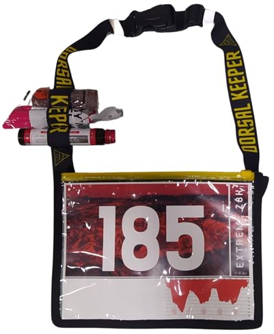 Dorsal Keeper Porta Dorsal cinturón Deportivo número de competición Trail Running Triatlón duatlón Ciclismo Maratones Marcha nórdica 4 Colores Unisex (Amarillo)