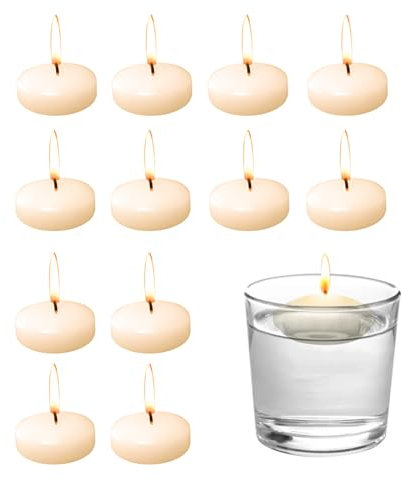 Bolosa 12 Stück Schwimmkerzen, Weiß Schwimmende Wasserdichter, Schwimmkerze 42 x 20 mm, Kerzen Weiss, Schwimmkerzen Groß, Teelichter Kerzen, Floating Candles,30-60 Minuten Stunden Brenndauer