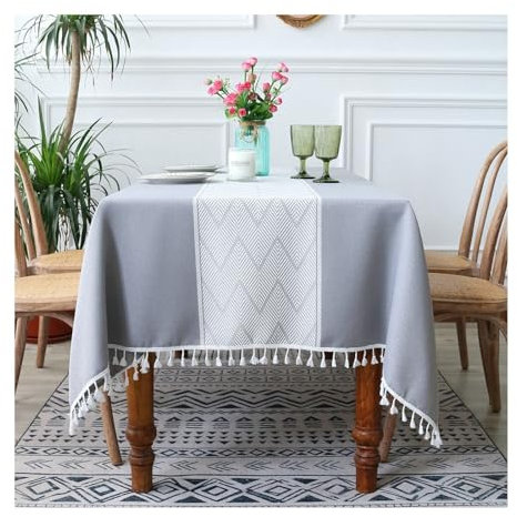Aotiwe Tischtücher Abwaschbar, Tischdecke Stehtisch Weihnachten Tischdecke Modern Grau Tischtuch Garten Polyester 140x240cm