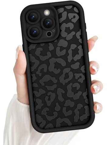Newseego Case Compatible for iPhone 15 Pro Max, Aesthetic Leopard Print Styles Pattern Design Girls Women Phone Case Soft Slim TPU All-inclusive Lens Shockproof Cover for iPhone 15 Pro Max-Black