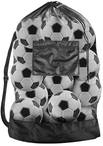BRITECO Extra Large Mesh Ball Bag with Adjustable Shoulder Strap | Durable & Breathable Sports Equipment Storage | Holds Multiple Balls