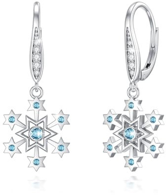 Schneeflocken Ohrringe für Damen Sterling Silber Weihnachten Schneeblume Ohrstecker Schneeflocke Schmuck Geschenke