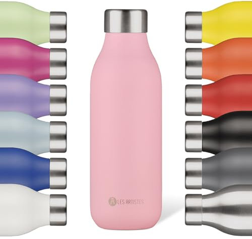 LES ARTISTES Paris A-6918 Bottle'Up 2.0, Thermos 500 ml, Gourde isotherme sans BPA, Réutilisable, Garde au chaud 12h et au froid 24h, Légère, Acier Inoxydable, Design Magnolia