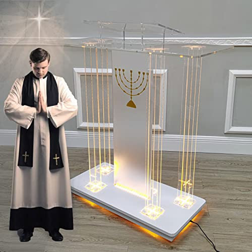 Rednerpult-Podiumständer aus Acryl mit Rädern für Kirchen, Hochzeiten, Büros und Klassenzimmer