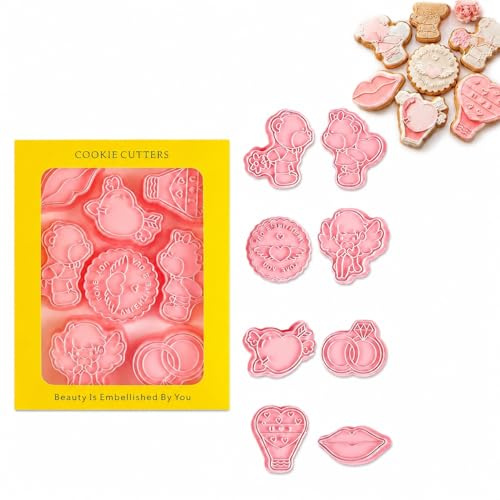 Emporte Pièce à Biscuits - Ensemble de 8 Pièces de Formes Variées 3D Emporté Pièce Patisserie en Plastique, Cookie Cutter pour Célébrer Votre Noël et la Saint-Valentin