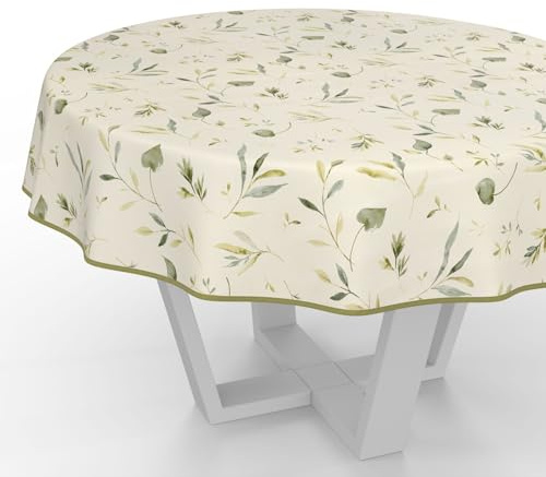Wachstuchtischdecke Wachstischdecke Wachstuch Tischdecke abwaschbar Gartentischdecke Wasserabweisend Rund 120cm mit Saum (Eingefasst) Canada Floral