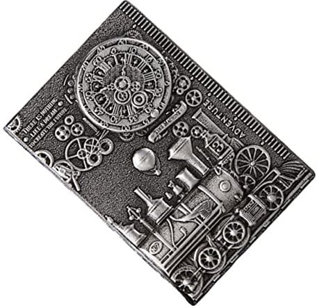 STOBOK Pu Notebook Vintage Notebook for Diary Travel and Writing A5 Size Diary Book in Silver
