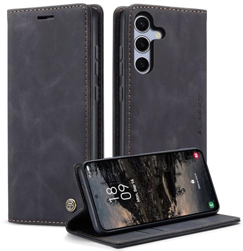 Haygdz Handyhülle für OnePlus 8 Hülle, Premium Lederhülle Klappbar Flip Case Tasche Magnet Kartenfach Standfunktion Klapphülle stoßfest Schutzhülle für OnePlus 8 - Schwarz
