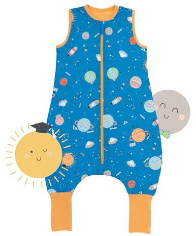 schlummersack Baby Schlafsack mit Füßen Sommer 1 Tog 60 cm dünn Space | Schlafsack mit Beinen und verlängerten Bündchen für eine Körpergröße von 60-70cm | Schlafsack Baby Sommer Frühling