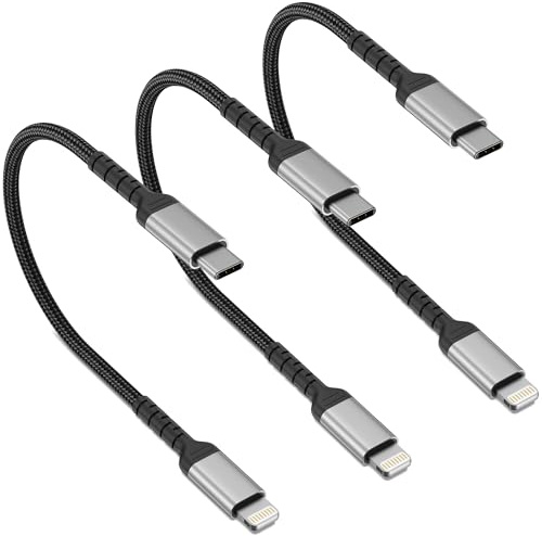 ADILIFT 30cm USB C to Lightning Cable Short, 3 Pack MFi Certified Fast Charging USB C iPhone Charger Cord for iPhone 14 13 12 11 Pro Max 8 7 6 Plus SE X