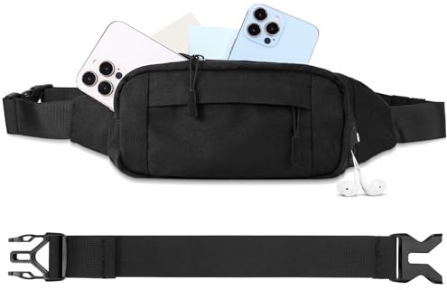 Hejo Bauchtasche für Damen und Herren,Multi-Tasche Gürteltasche Damen mit Kopfhöreranschluss,wasserdichte Hüfttasche Herren mit Verstellbarem Gürtel für Sport,Reisen,Täglichen Gebrauch(Schwarz)