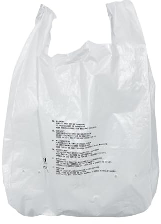 Fiesta Recyclable Large White Carrier Bag, Pack 1000 | Offers dependable strength to prevent tearing, providing a practical, eco-conscious choice for retail and takeaway use.