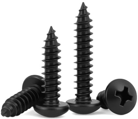 #4 x 3/4 (100 Pack) Pan Head Sheet Metal Screws Phillips Drive Self-Tapping Wood Screws, Black Oxide 304 Stainless Steel Screw (18-8), Corrosion Resistant Screws