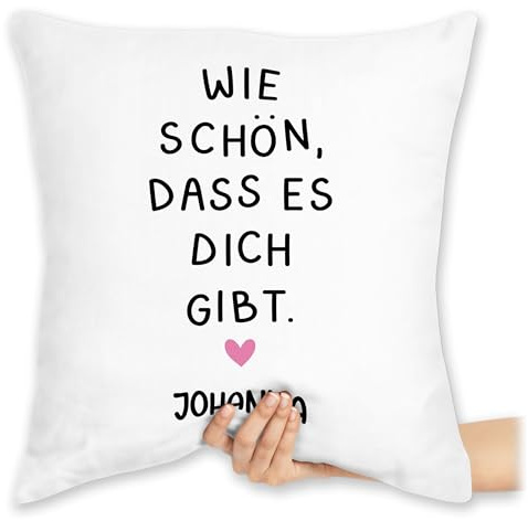 Kissen 40x40 Zierkissen - Wie schön DASS es Dich gibt personalisiert I Geschenkidee Freundschaft Geschenke Frauentag Geschenk Beste Freundin Geschenke I BFF - 40 x 40 cm - Weiß