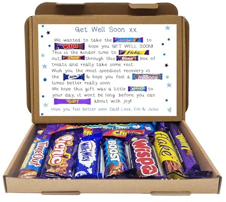Personalised Get well soon POEM Chocolate BOX Hug in a box, Letterbox gift, hamper gift, thank you gift, Cheer up, Pick me up, gift for friend, thinking of you - Poem Box - Blue - From We/Us