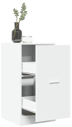 Apothekerschrank Weiß 40x41x77,5 cm Holzwerkstoff, Beistellschrank Vorratsschrank Aktenschrank Büroschrank Geeignet für Wohnheim Schule Büro Wohnzimmer