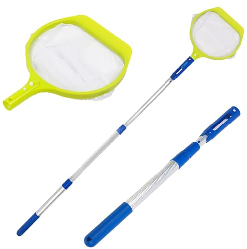 Pool Kescher Mit Teleskopstange 141cm, Teichnetz Zur Reinigung, Feinmaschiges Teichblatt Skimmer Netz, Schmutz Entfernungs Zubehör Für Fischteich Und Springbrunnen