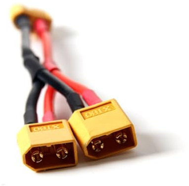 Xt60 Parallel Battery Connector Cable with One Male and 2 Female Ends | Sturdy Hard Plastic Build, Dual Battery Connection Cable, Flexible Mounting Position