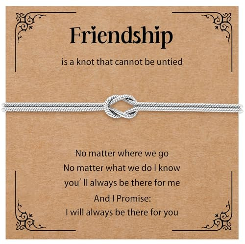 Koemore Always Remember/Pinky Promise/Mum/Daughter/Friendship Bracelets Knot Bracelets Silver Knot Infinity Jewellery Adjustable Bracelets Birthday Gifts for Women