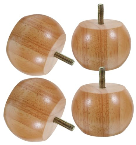 jojofuny Lot De 4 Pieds De Meubles en Bois Brut Rehausseurs Ronds 1.97In Pieds De Remplacement pour Canapé Table Chaise Armoire avec Vis Et Écrous À Insérer