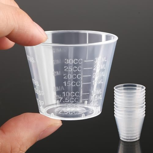 10 PCS 30ml/1oz Clear Plastic Measuring Cups, Reusable Graduated Medicine Cups for Liquid, Kitchen Baking, Lab & Medication Dosing Tool