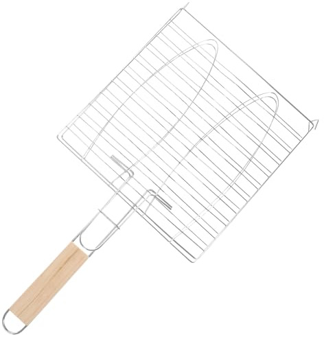 WRITWAA BBQ Fischkorb Grillzubehör für BBQ Fisch und Steak Edelstahl Grillnetz mit Grillkorb Clip Klappbarer Grillrost für Camping