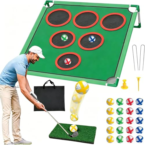VELAJA Set Mini Golf per Bambini e Adulti, Gioco con Tappetino da Putting e 20 Palline Adesive, per Interno ed Esterno, Ideale per Allenamento e Divertimento in Famiglia