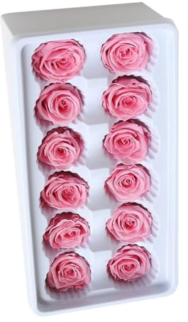 Abaodam Rose Stabilizzate Fiore Eterno 12 Pezzi 3.5Cm Accessori Bouquet Decorazioni Festa e Regalo Natale