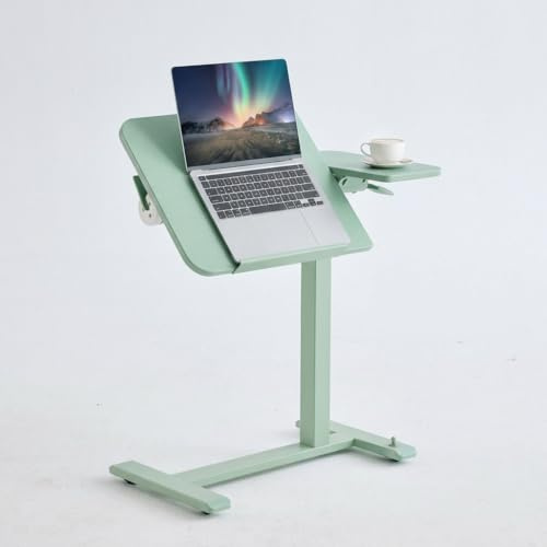 MUSSO D5 Stehschreibtisch mit Gasfeder und 90° Neigung, Grün | Gasfeder-Höhenverstellung, 90° Neigbare Platte, Rollen mit Bremse, C-Fuß, Sofa, Bett und Homeoffice