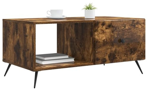 vidaXL Couchtisch Geräucherte Eiche 90 x 50 x 40 cm Holzwerkstoff, Wohnzimmer, rechteckiger Couchtisch, Elegantes Design, viel Stauraum, moderner Stil, klassisches Möbelstück