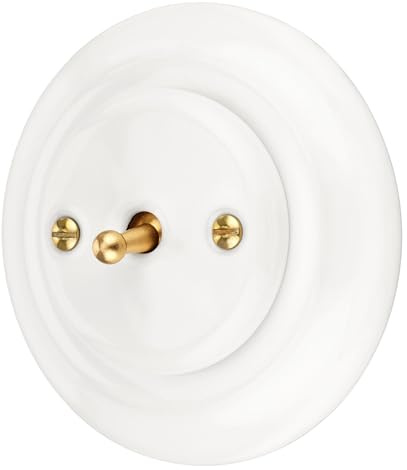 Interrupteur encastré en porcelaine rétro en laiton, interrupteur à bascule, tout-en-un, série PR1 blanc