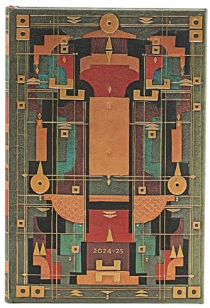 Lion's Den (Sybil Pye Bindings) Mini 18-month Horizontal Hardback Dayplanner 2025 (Elastic Band Closure)