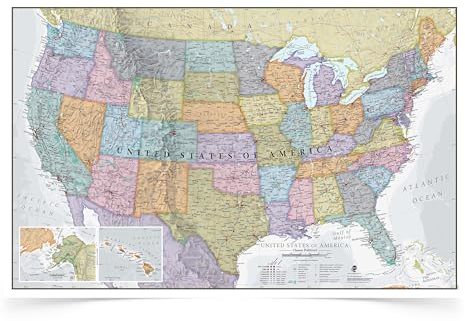 Klassische USA-Karte - Laminierte Vorderseite - 91.4 x 61 cm - Maps International