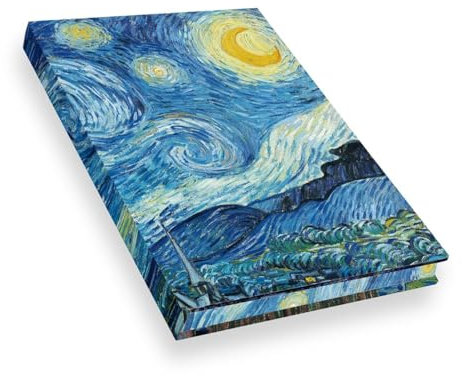 Notizbuch Echtleinen Van Gogh Die Sternennacht: mit hochwertigem, unliniertem Zeichenpapier, Leinenbindung und Motiv-Farbschnitt (Notizbücher für Kunstliebhaber, Band 2)