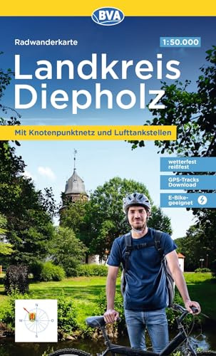 BVA Radwanderkarte Landkreis Diepholz mit Knotenpunkten 1:50.000: reiß- und wetterfest, GPS-Tracks Download, E-Bike geeignet, mit Lufttankstellen