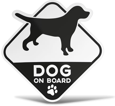 Erreinge 12cm geformte Aufkleber - Hund 'Hund an Bord' - Vinyl-Aufkleber für Glas, Kunststoff, Metall - Schwarz, Cartoon, Wetterfest